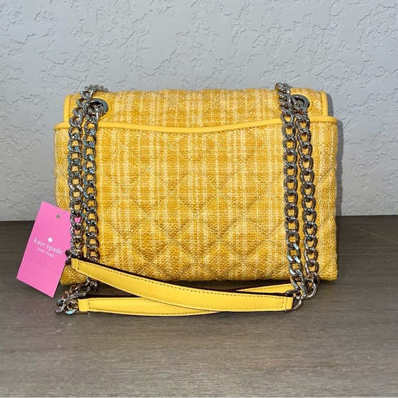 KATE Spade Natalia Tweed Medium Flap Quilted Shoulder Bag, Cut Mango - Picture 3 of 10